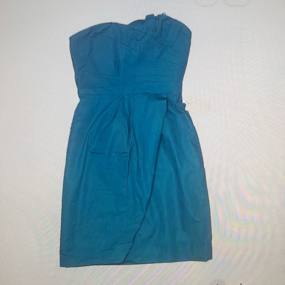 J. Crew Blue Strapless Ruched Dress